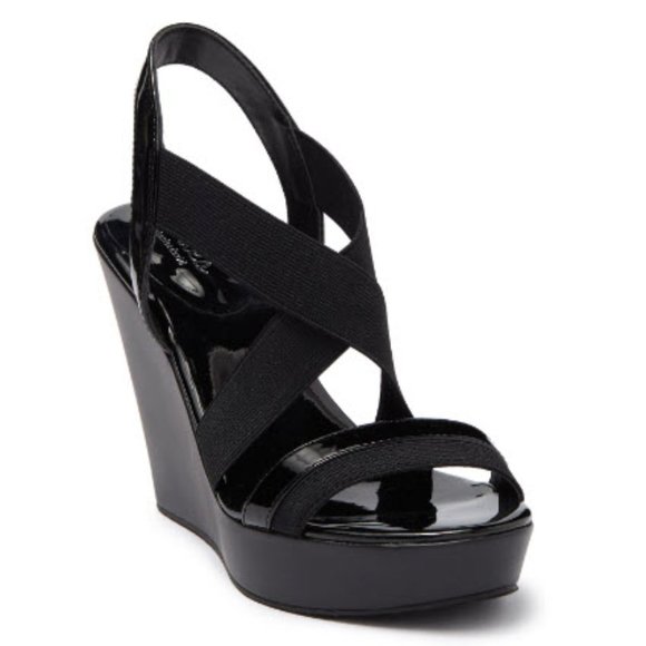 Charles David Black Wedge Heel Sandals (Size 6) - Picture 1 of 1